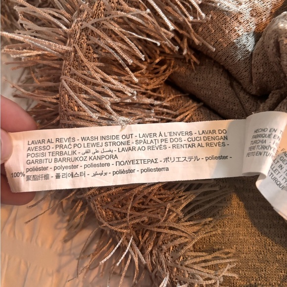 Zara Tan Short Sleeve Fringe Top - Picture 5 of 11